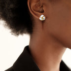 Knotted Style Stud Earrings White Nestasia