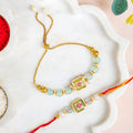 Kundan Motif Rakhi Bracelet Gift Set Nestasia