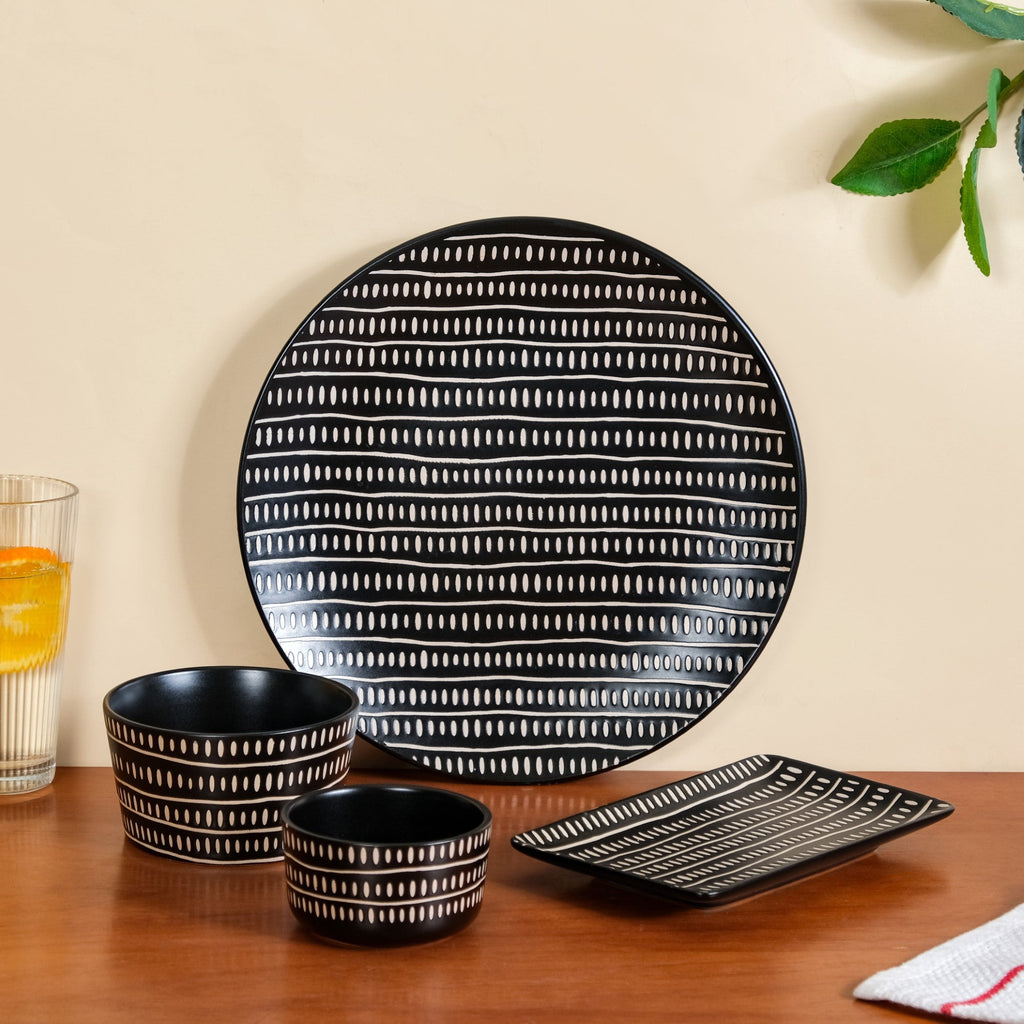 Kuro 24 Piece Ceramic Dinner Set For 6 Nestasia