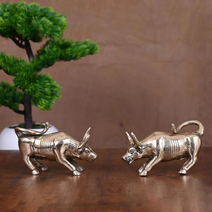 Brass Bull Figurine Pair (3 Inch) Vedansh Craft