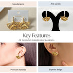 Gold Ginkgo Leaf Earrings Nestasia