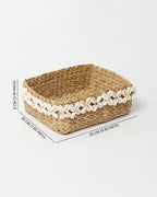 Handwoven Seagrass Shells Organizer Basket for Elegant Home and Tabletop Decor