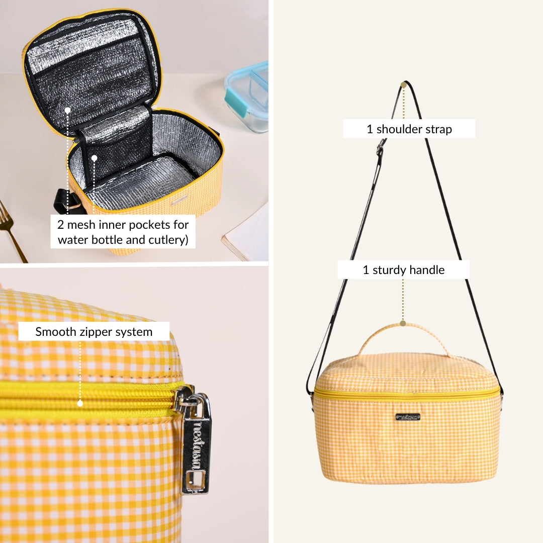 Sunshine Checkered Insulated Lunch Bag Nestasia