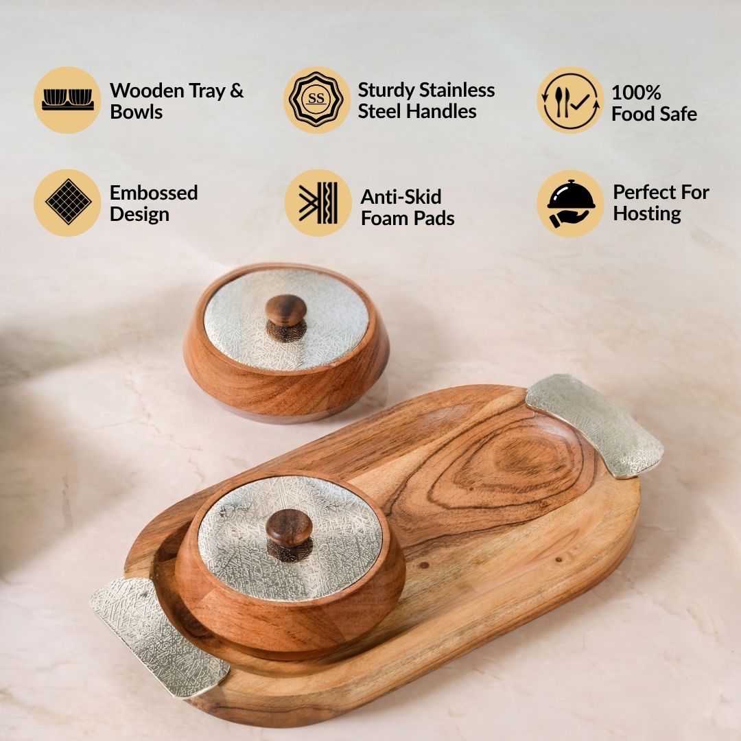 Celeste Snack Bowl With Tray Set Of 3 Nestasia