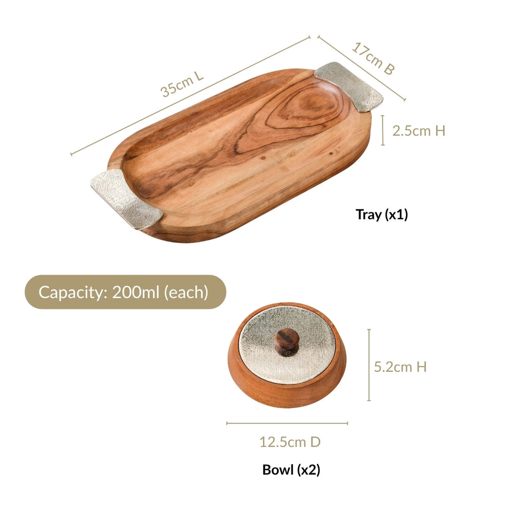 Celeste Snack Bowl With Tray Set Of 3 Nestasia