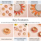 Applique Petal Tea Light Holders With Faux Pearls Set Of 6 Nestasia