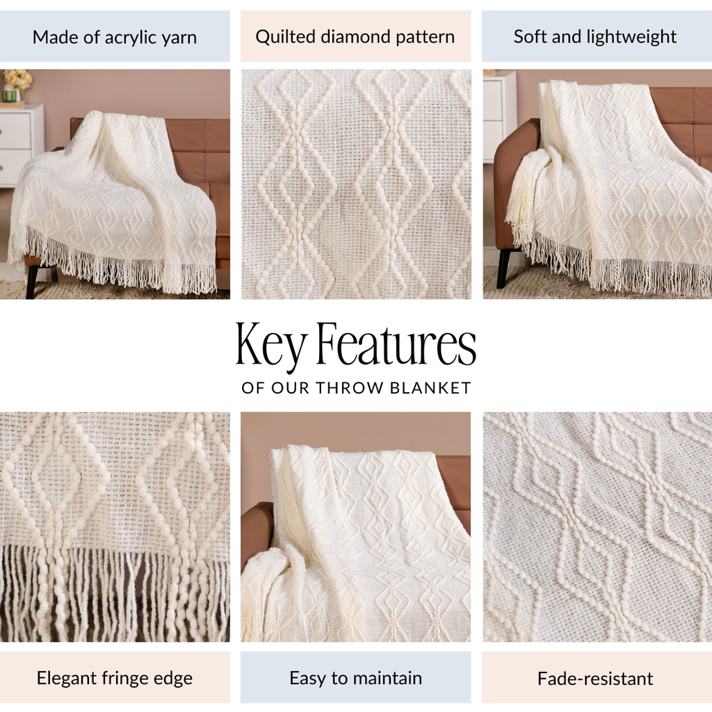 Feather Soft Throw Blanket Off White Nestasia