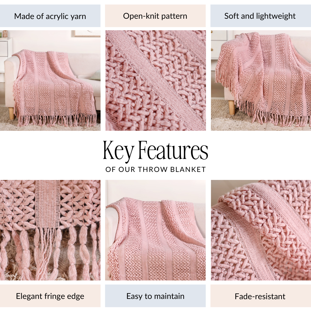Blush Pink Feather Soft Throw Blanket Nestasia