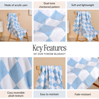 Checkered Blue White Reversible Small Throw 100x75cm Nestasia