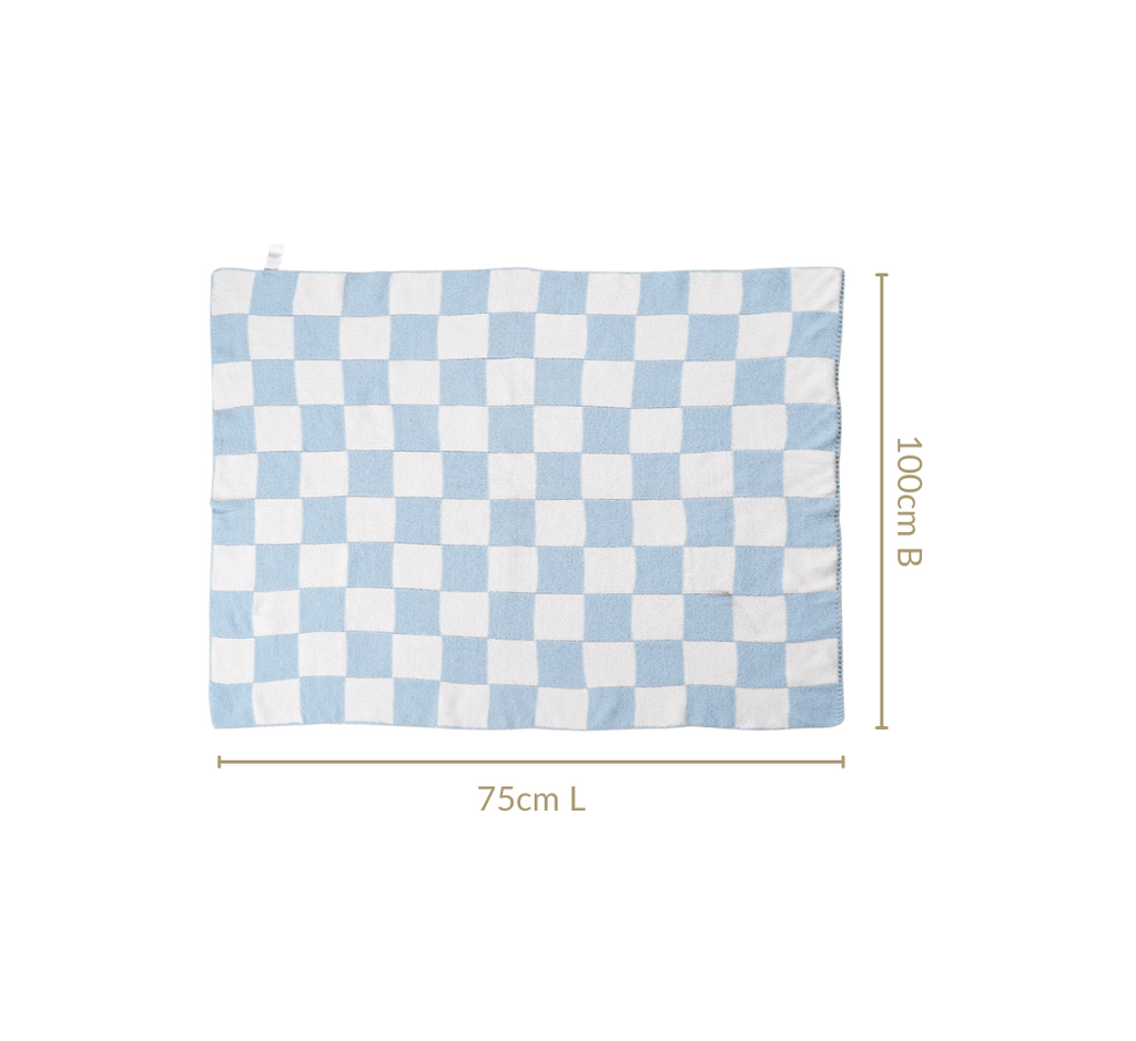 Checkered Blue White Reversible Small Throw 100x75cm Nestasia