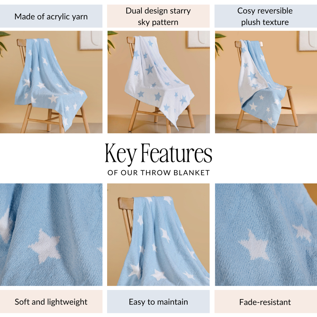 Reversible Starry Sky Throw 100x75cm Nestasia