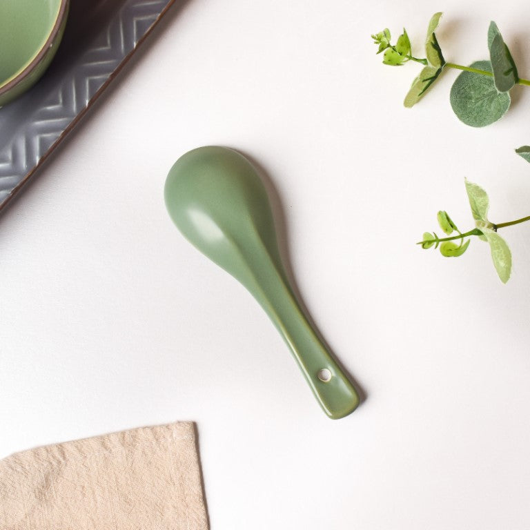 Fern Green Ceramic Soup Spoon Nestasia