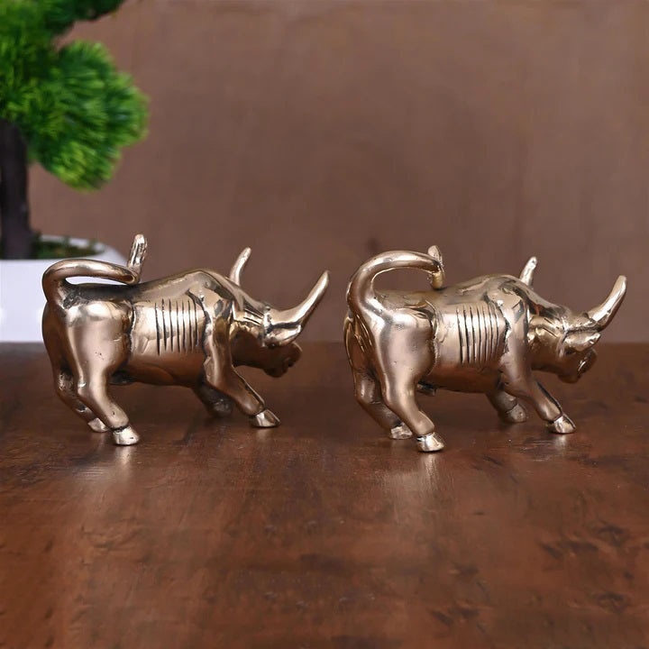 Brass Bull Figurine Pair (3 Inch) Vedansh Craft