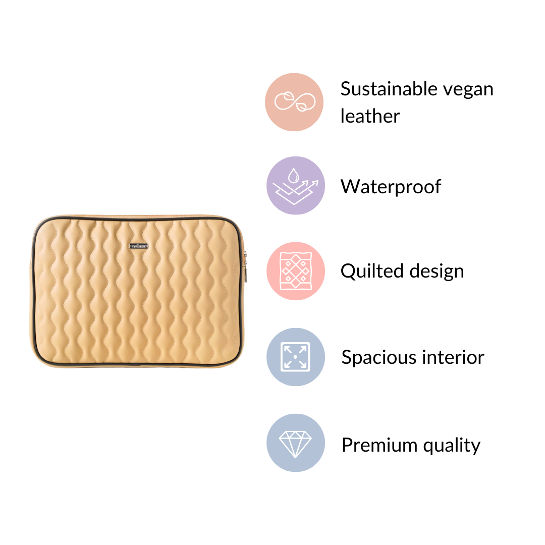 Multi Functional Water Resistant Laptop Sleeve Beige Nestasia