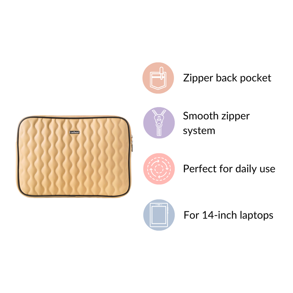 Multi Functional Water Resistant Laptop Sleeve Beige Nestasia