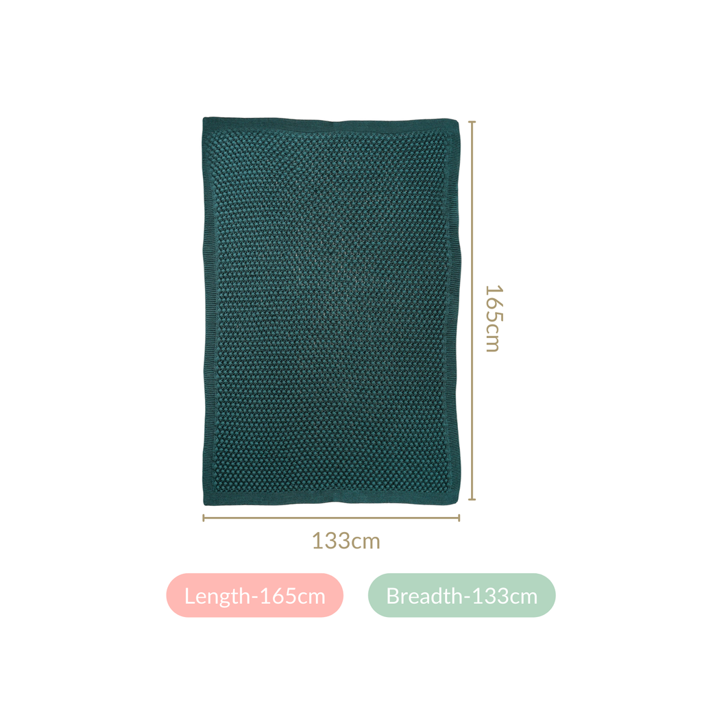 Green Cable Knitted Pure Cotton Soft Throw Blanket Nestasia