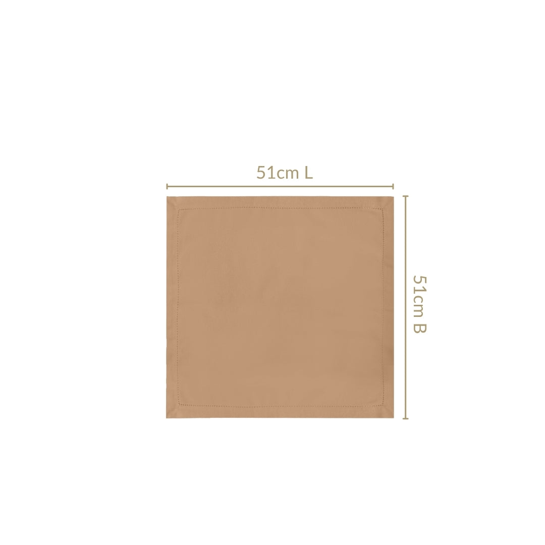 Midori Premium Cotton Hemstitched Dinner Napkins Set Of 6 In Brown Nestasia