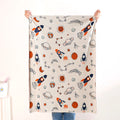 Space Rocket Astronomy Knitted Cotton Throw For Toddlers Small 99x73cm Nestasia