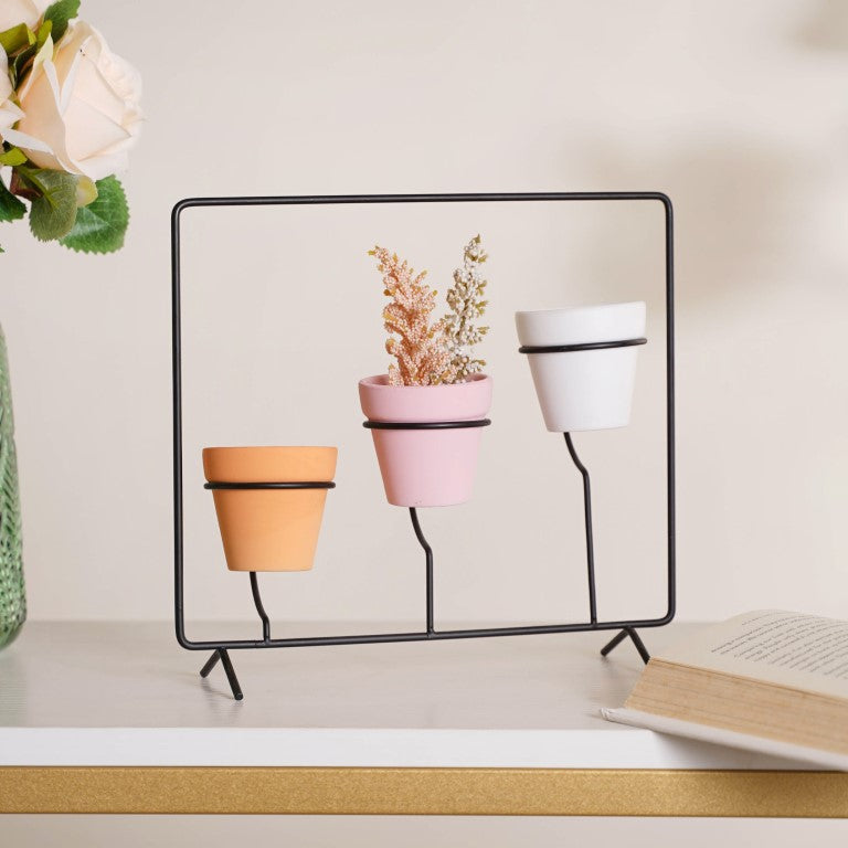 Metal Ceramic Planter with Stand Nestasia