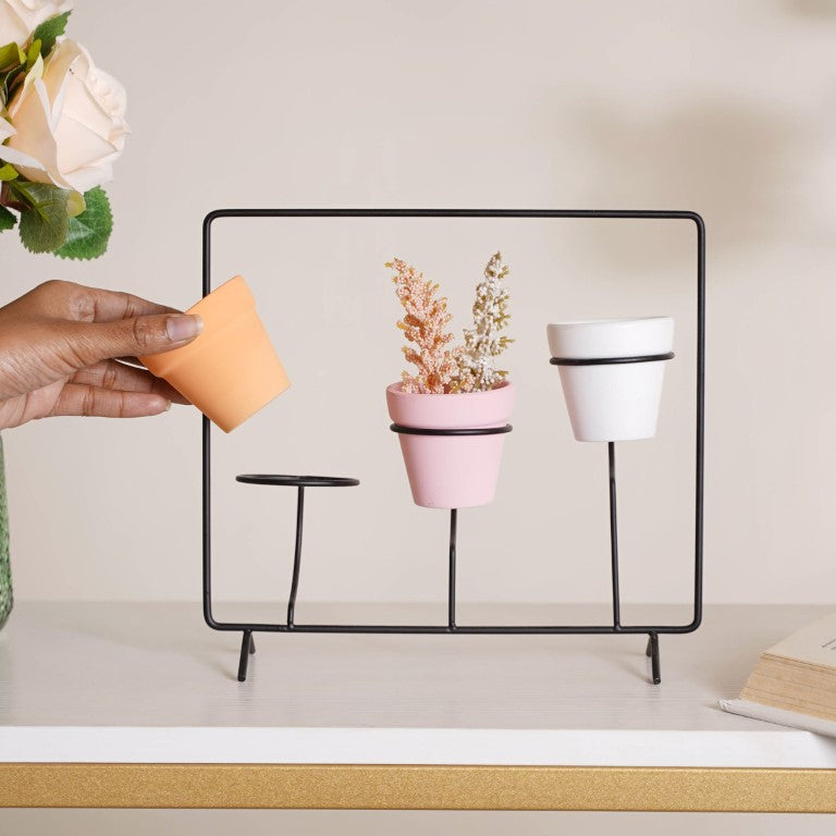 Metal Ceramic Planter with Stand Nestasia