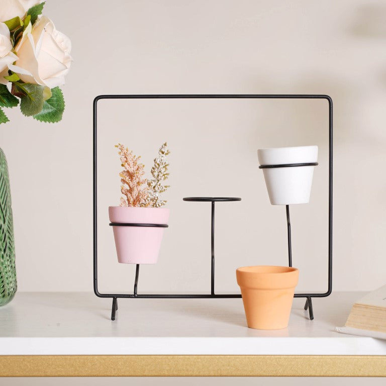 Metal Ceramic Planter with Stand Nestasia