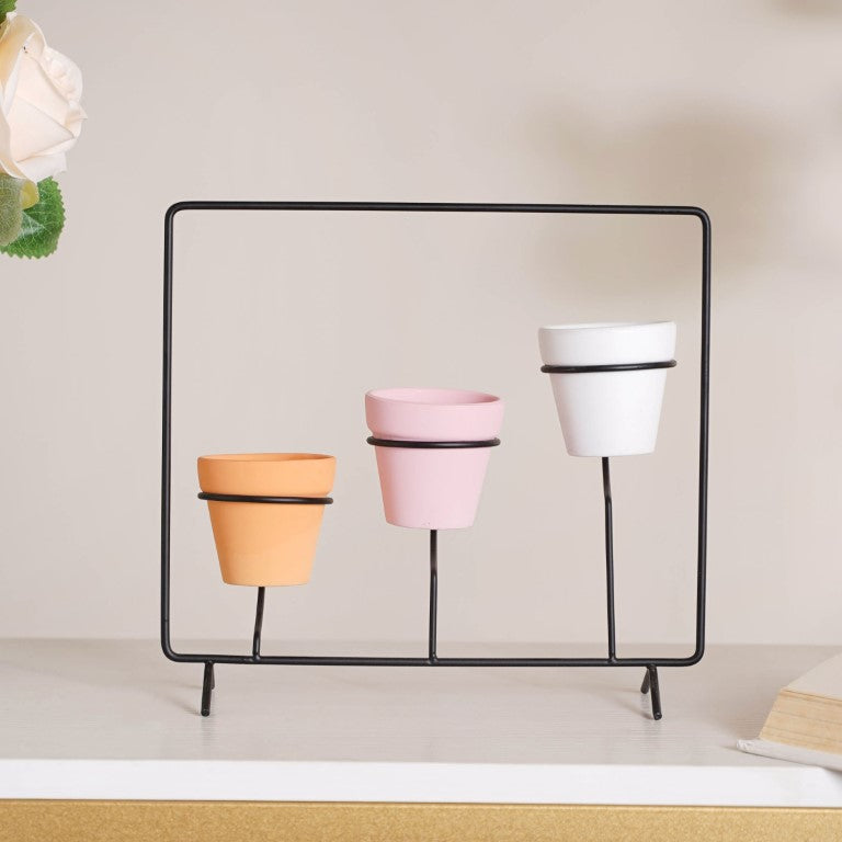 Metal Ceramic Planter with Stand Nestasia