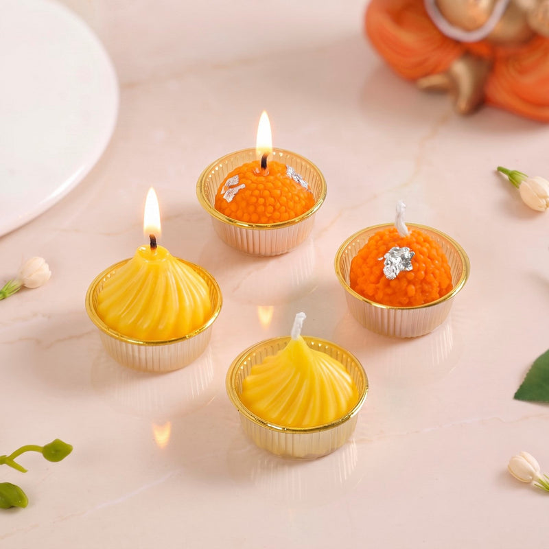 Laddoo And Modak Scented Candle Set Of 4 Nestasia