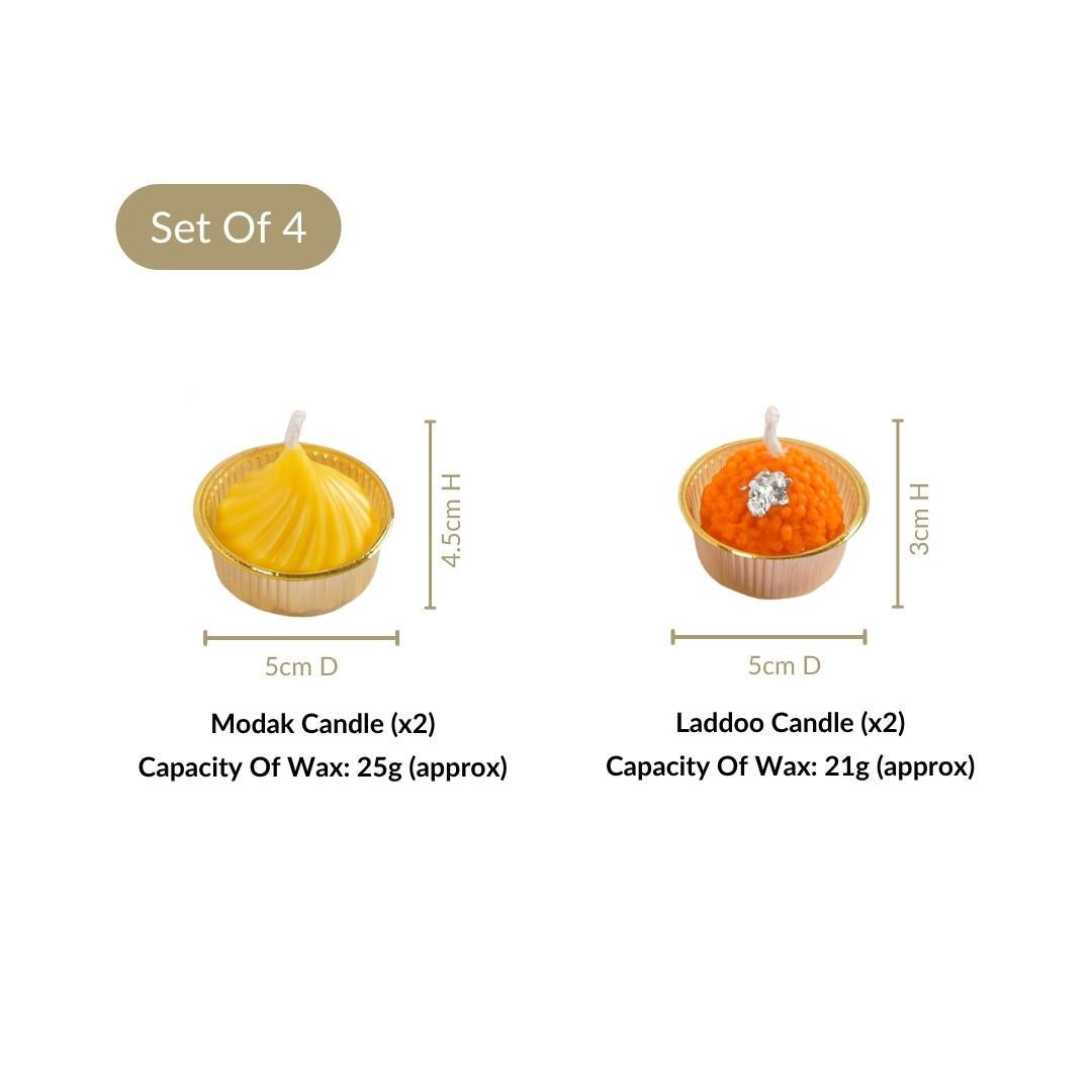 Laddoo And Modak Scented Candle Set Of 4 Nestasia