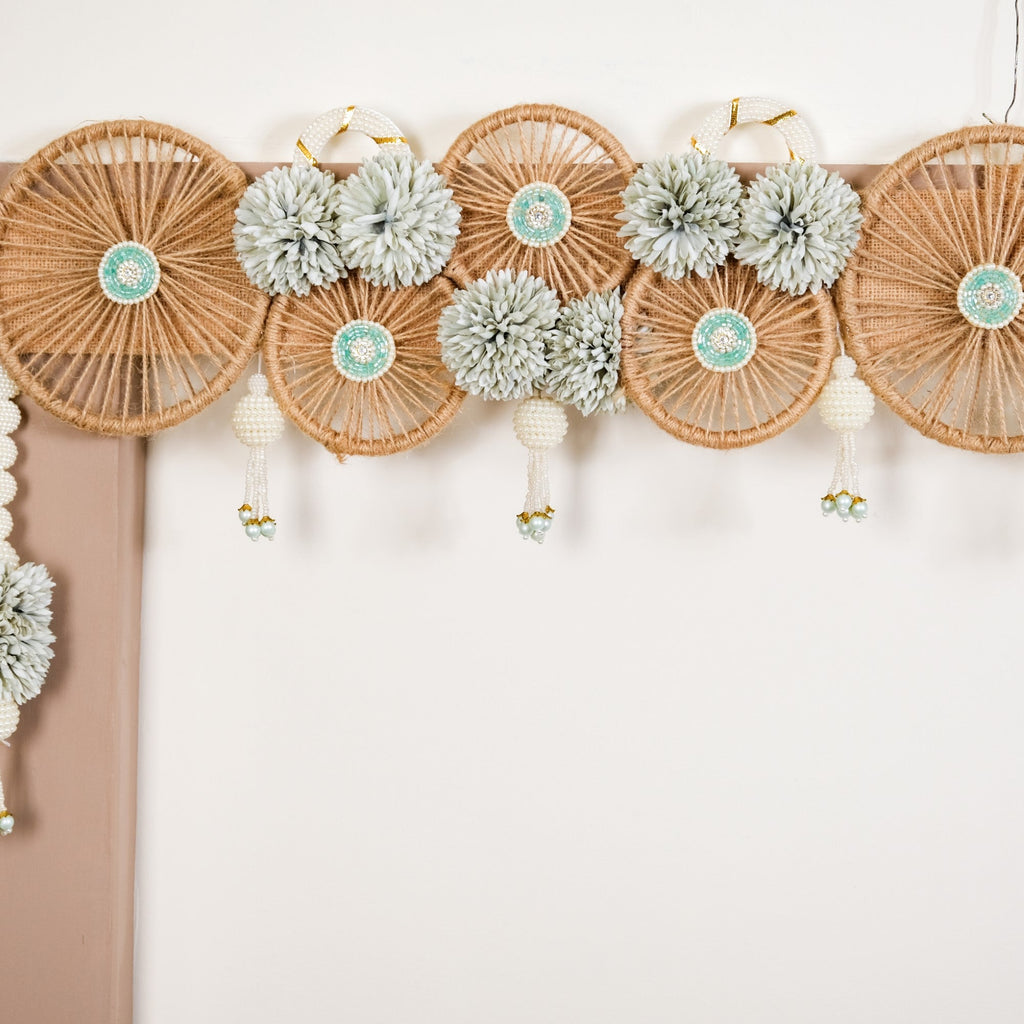 Minimalist Jute Chakra Festive Wall Hanging Toran With Tassels Nestasia