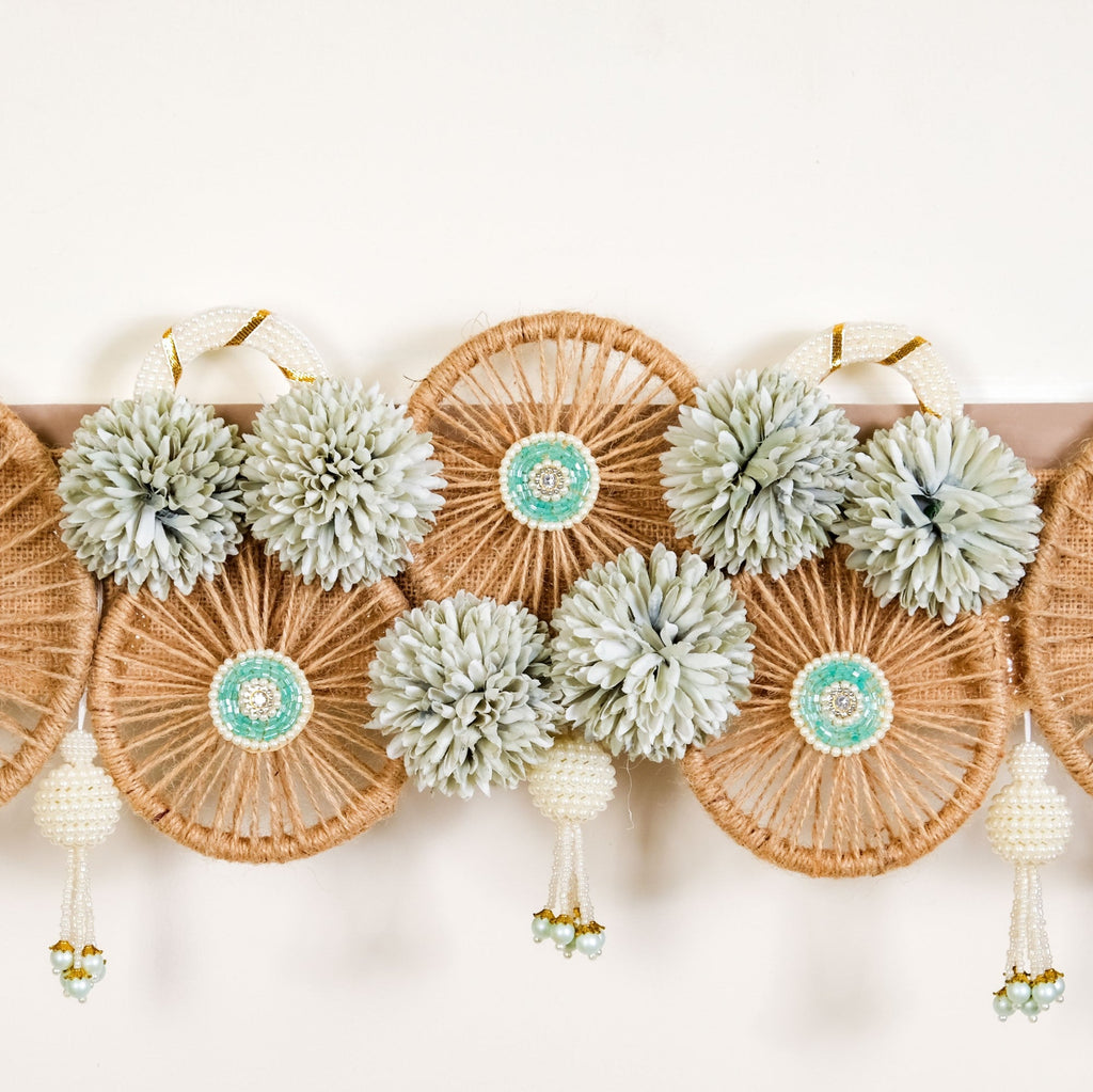 Minimalist Jute Chakra Festive Wall Hanging Toran With Tassels Nestasia