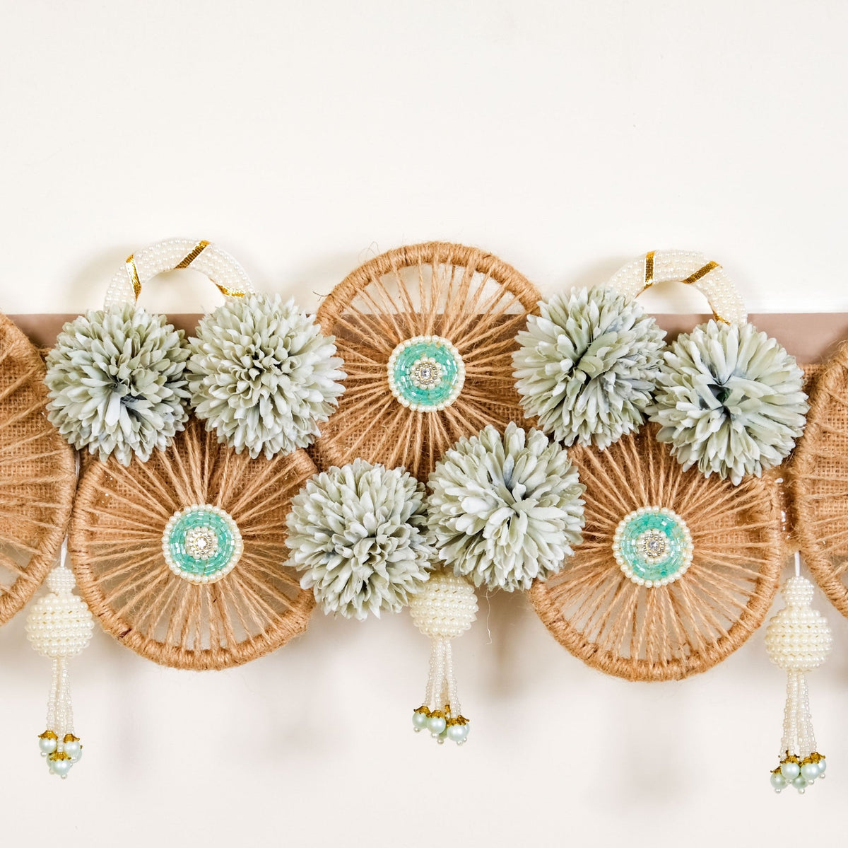 Minimalist Jute Chakra Festive Wall Hanging Toran With Tassels Nestasia