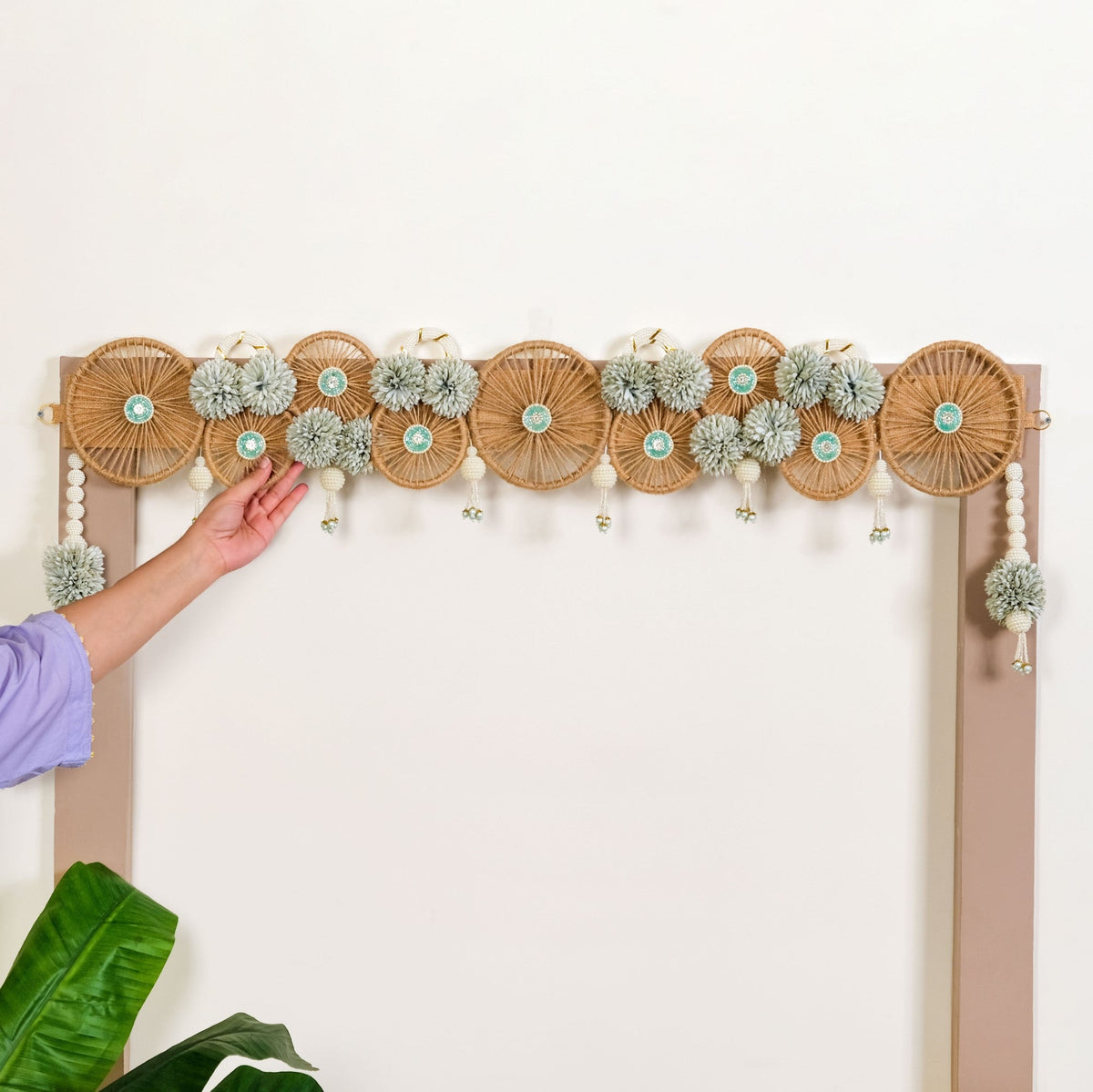 Minimalist Jute Chakra Festive Wall Hanging Toran With Tassels Nestasia