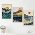 Boho Abstract Landscape Mountain Paintings For Wall Decoration, Set of 3 AXIII-28-LND ArtX