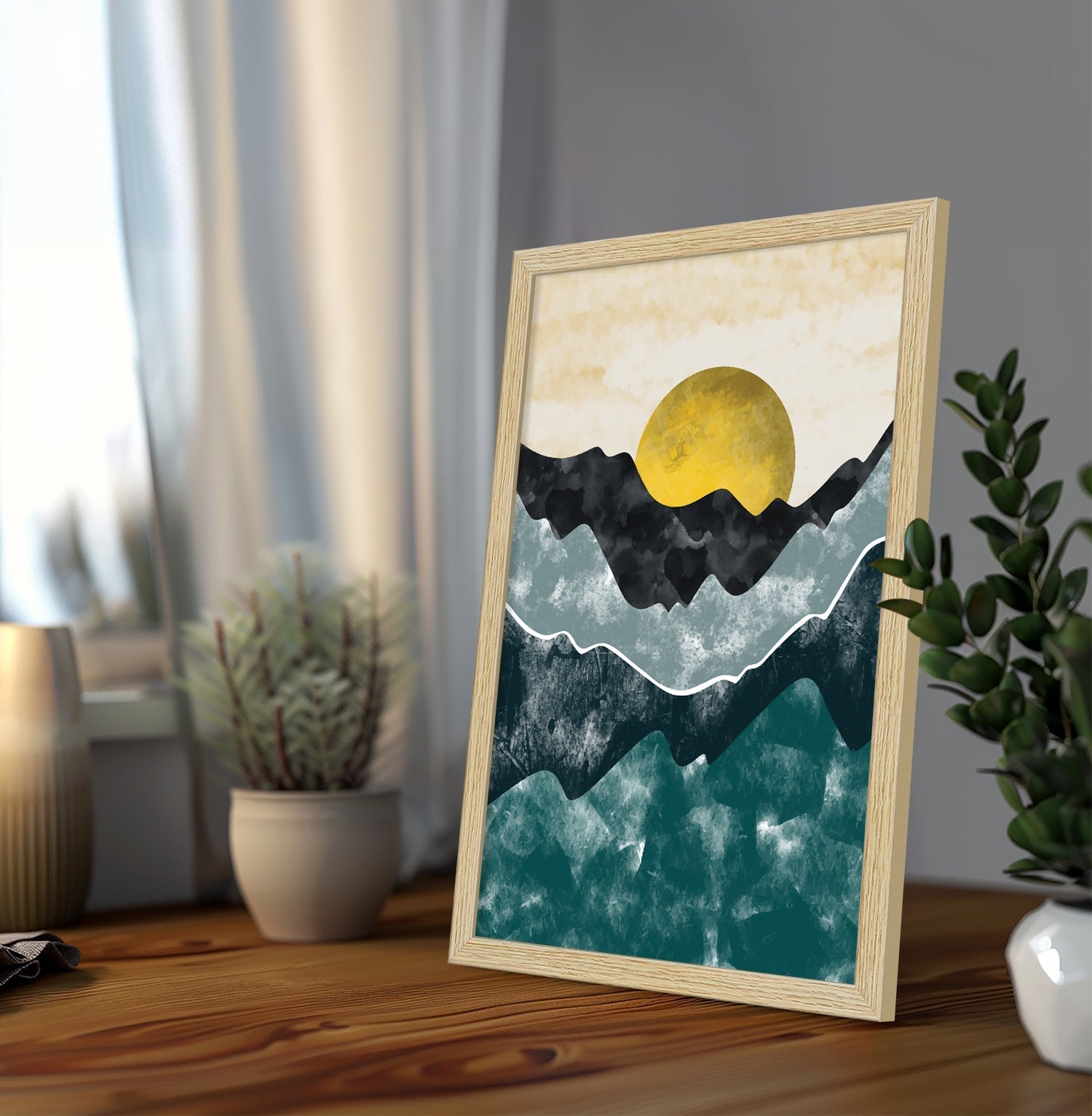 Boho Abstract Landscape Mountain Paintings For Wall Decoration, Set of 3 AXIII-28-LND ArtX