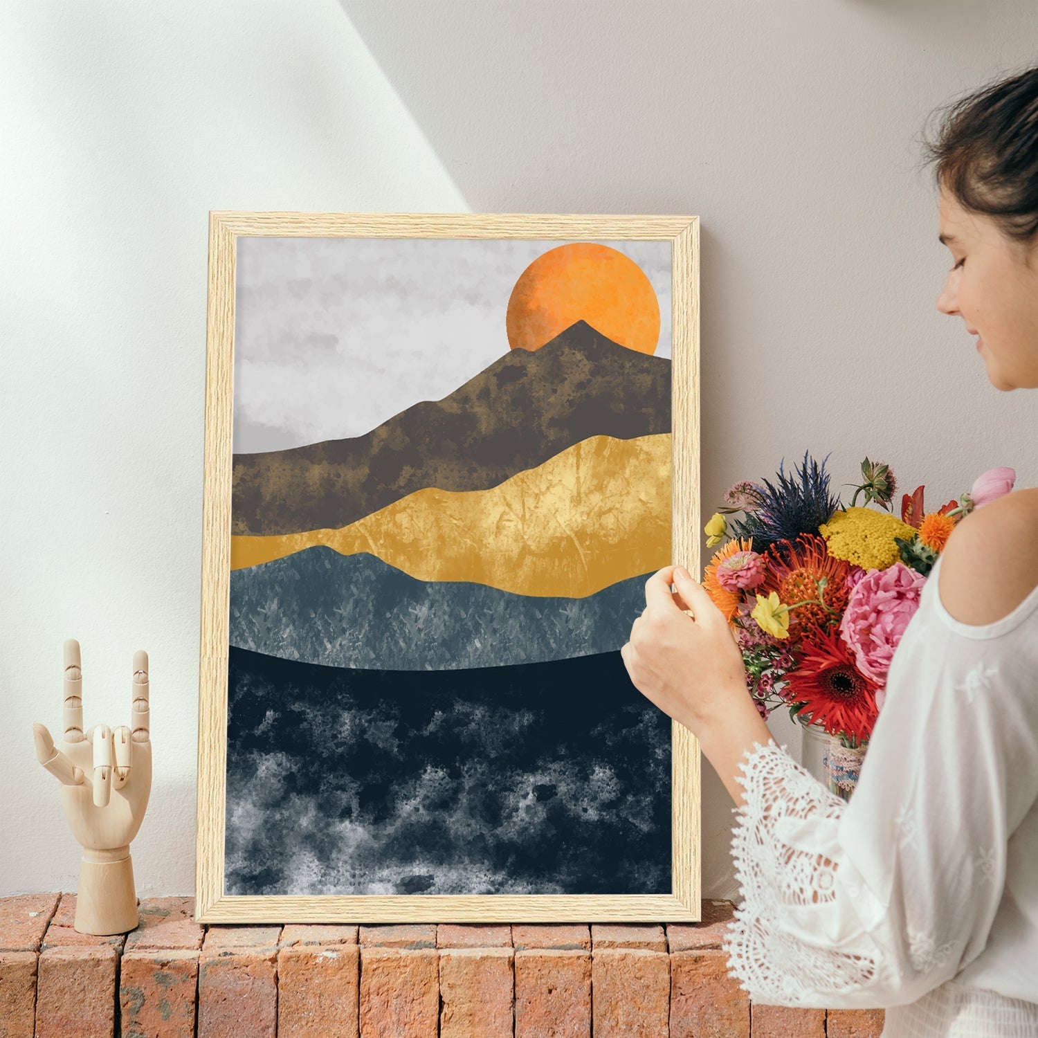 Boho Abstract Landscape Mountain Paintings For Wall Decoration, Set of 3 AXIII-28-LND ArtX