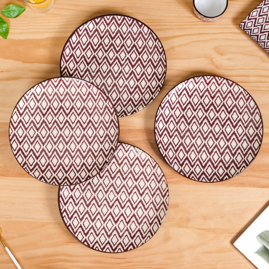 Kaleido Ceramic Dinner Plate Set Of 4 Brown 11 Inch Nestasia