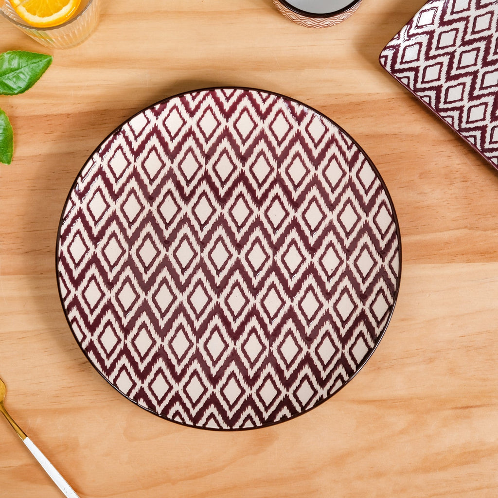 Kaleido Ceramic Dinner Plate Set Of 4 Brown 11 Inch Nestasia