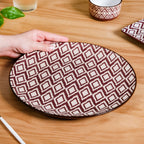 Kaleido Ceramic Dinner Plate Set Of 4 Brown 11 Inch Nestasia