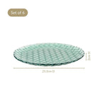 Weave Design Glass Dinner Plate Set Of 6 Teal 25cm Nestasia