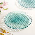 Weave Design Glass Dinner Plate Set Of 6 Teal 25cm Nestasia
