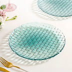 Weave Design Glass Dinner Plate Set Of 6 Teal 25cm Nestasia