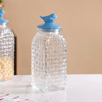 Lattice Glass Storage Container With Blue Bird Lid Set Of 2 2000ml Nestasia