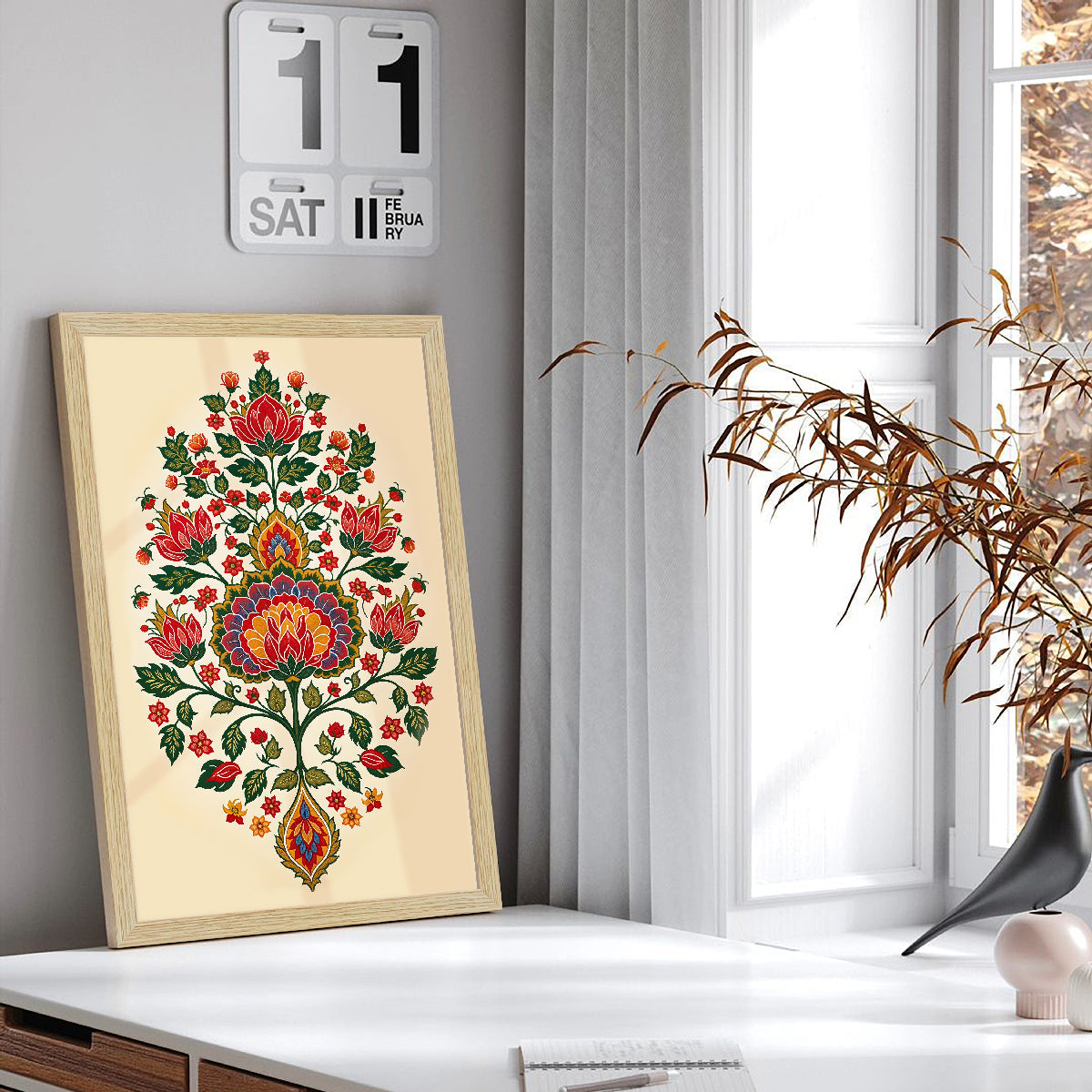 Elephant Floral Madhubani Art Paintings, Painting For Wall Living Room, Set of 3 AXIII-41 ArtX