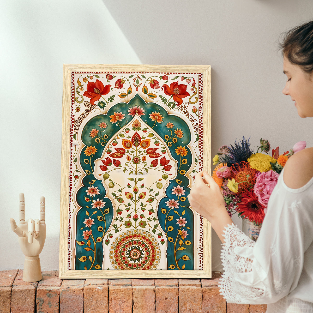 Elephant Floral Madhubani Art Paintings, Painting For Wall Living Room, Set of 3 AXIII-41-MDB ArtX