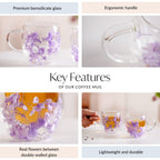 Lavender Flowers Inside Double Walled Coffee Mug Set Of 2 250ml Nestasia