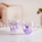 Lavender Flowers Inside Double Walled Coffee Mug Set Of 2 250ml Nestasia