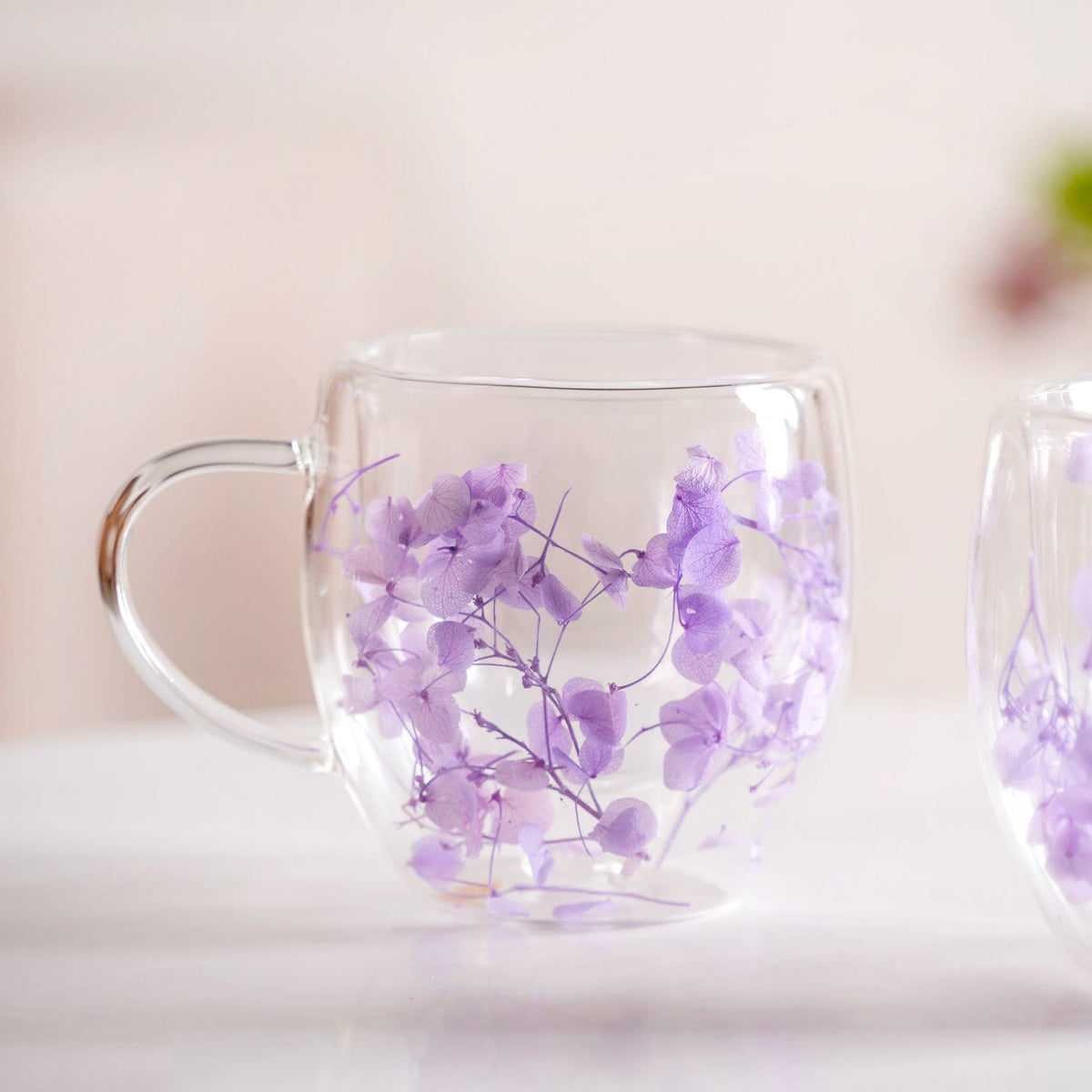 Lavender Flowers Inside Double Walled Coffee Mug Set Of 2 250ml Nestasia