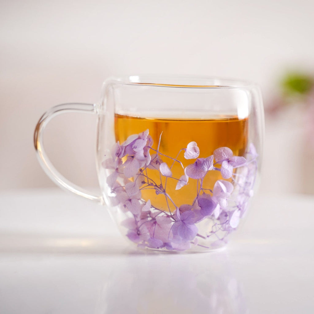 Lavender Flowers Inside Double Walled Coffee Mug Set Of 2 250ml Nestasia