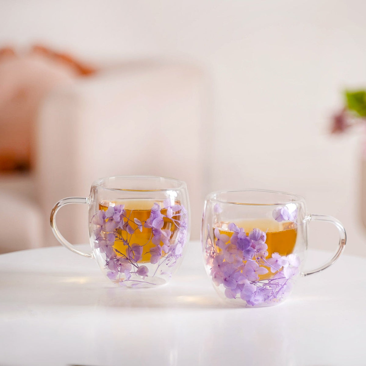 Lavender Flowers Inside Double Walled Coffee Mug Set Of 2 250ml Nestasia