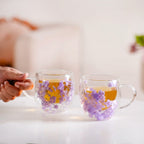 Lavender Flowers Inside Double Walled Coffee Mug Set Of 2 250ml Nestasia